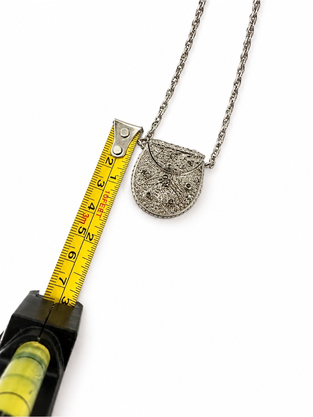 EKQ Hidden Watch Purse Pendant Necklace Silver Tone Working Quartz - Picture 8 of 9